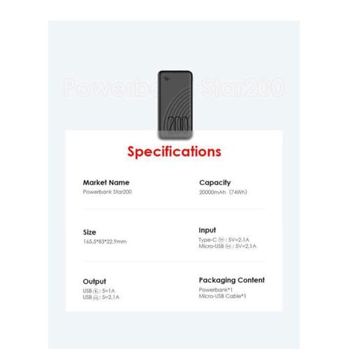 itel Star 200 20000mah Fast Charging Powerbank With Powerful LED Touch - image 6