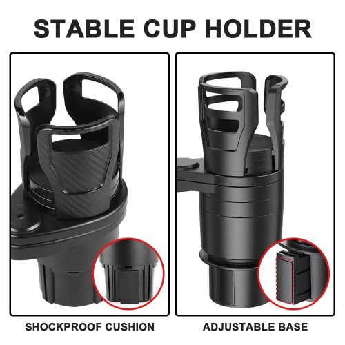 Car Cup Holder 2 in 1 Double Cup Multifunctional Vehicle Mounted Water Cup  Holder with 360° Rotating Adjustable Base 