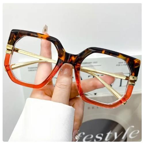 product_image_name-Fashion-Pink Leopard Oversized Polygon Anti-blue Light Computer Eyeglasses-3
