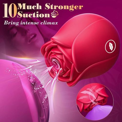 Rose Red ORGASM Clitt & Nipple Sucking Vibrator 10 Speed