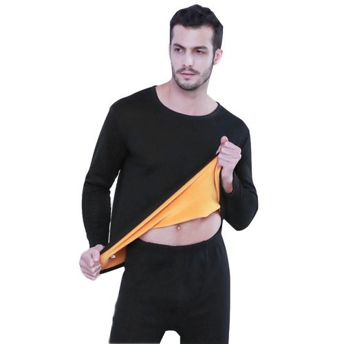 Fashion Thermal Underwear Men Winter Women Long Johns Sets Fleece Keep Warm  In Cold Weather-Men Black