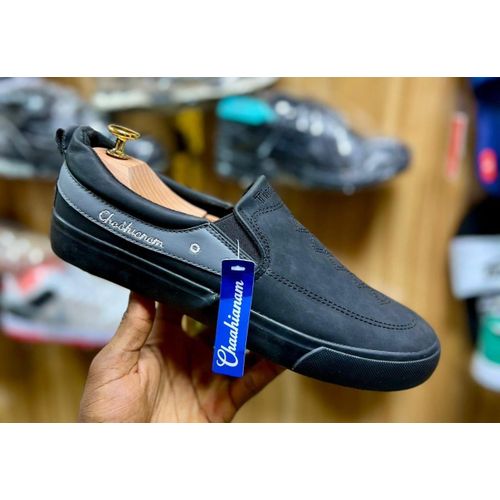 product_image_name-Fashion-Men Slip-on Comfortable Sneakers Black-1