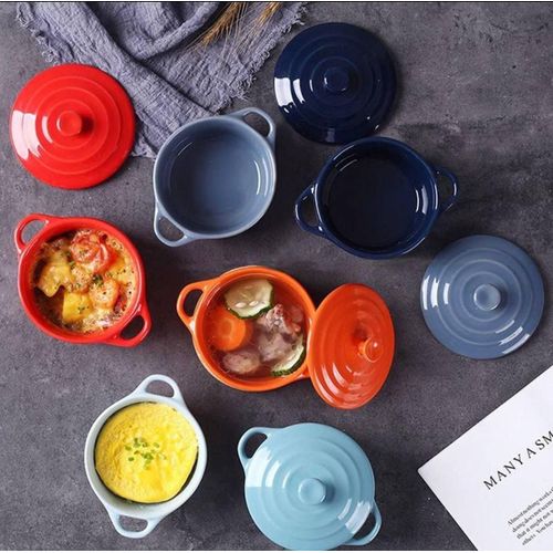 Generic Ceramic Ramekin With Lids – Heat Resistant Baking Bowls For Oven, Microwave & Food Storage - image 2