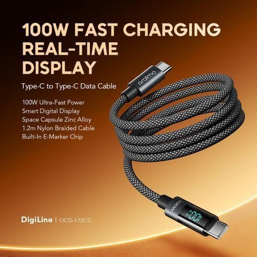 Oraimo Digi-Line 100W Type-C to Type-C Smart Digital Display Laptop Braided Cord Data Cable - image 8
