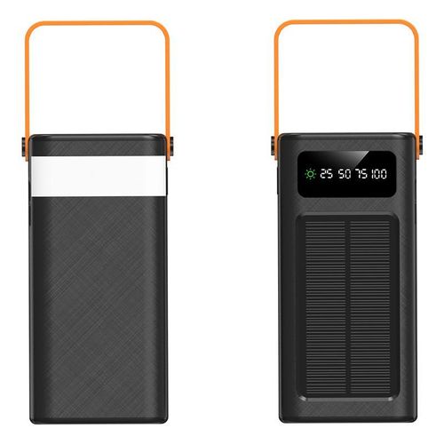 Generic Black Solar Power Bank with LED Light, Multi Ports & Multi Cables, True 20000mAh - image 2