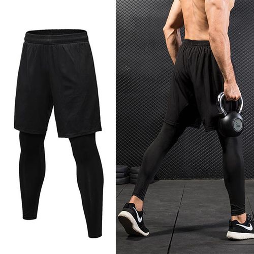  Men's Compression Pants with Shorts 2 in 1 Running