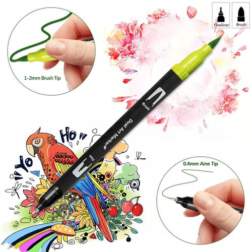 Generic 48 Colors Dual Tip Brush Pen Water Based Coloring Markers For