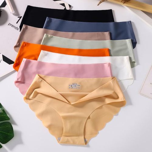 3pcs/set Seamless Underwear Silk Women's Solid Color Panties Lady Ruffle  Underpants Girls Briefs Invisible Panty Sexy Lingerie