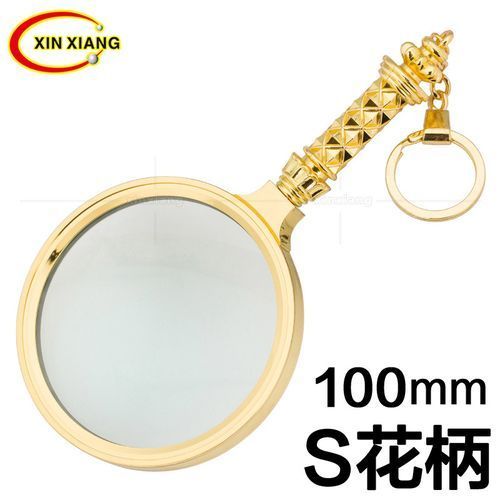 90mm Gold-Plated Magnifier 10X Real Glass Magnifying Glass With Flower  Handle