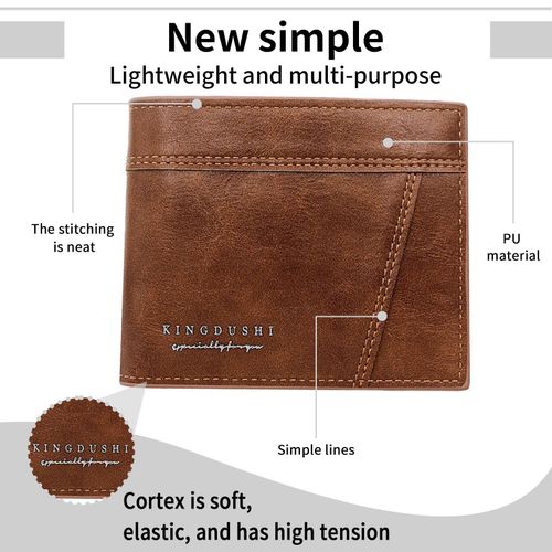 product_image_name-Fashion-Men’s Vintage Brown Foldable Wallet – Soft Leather Feel, Multi-Card Slots-3