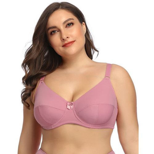 Fashion Pink-Plus Size Women's Underwire No Padded Minimizers Everyday Bra  Comfortable