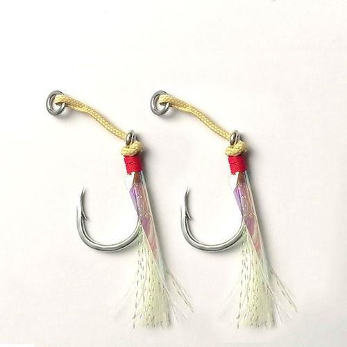 Generic 20pcs Jig Hooks 1/0-5/0 Slow Jigging Assist Hook For Metal Jig  Solid Ring Fish Skin Glow Assist Hooks Saltwater Fishing Tackle