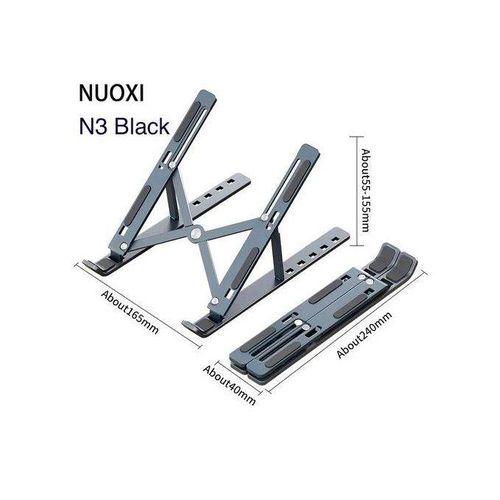 product_image_name-Generic-N8 Multifunction Foldable Laptop Stand Up To 17.3" Alloy Aluminum For Macbook,Tablets,Notebook Stand(Double Layer) BLACK-1