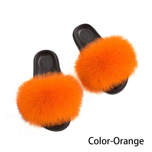 2023 Women's Fur Slippers 100% Real Mink Fur Slippers European Station  Ladies Fur Slides Flat Heel Fashion Luxury Slippers