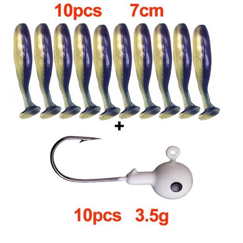 Generic 20pcs/lot Fishing Lure Soft Bait Kit Soft 7cm Colored Jig