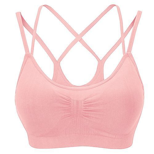 Generic Women Cross Back Sport Bras For Yoga Workout Fitness（Pink）