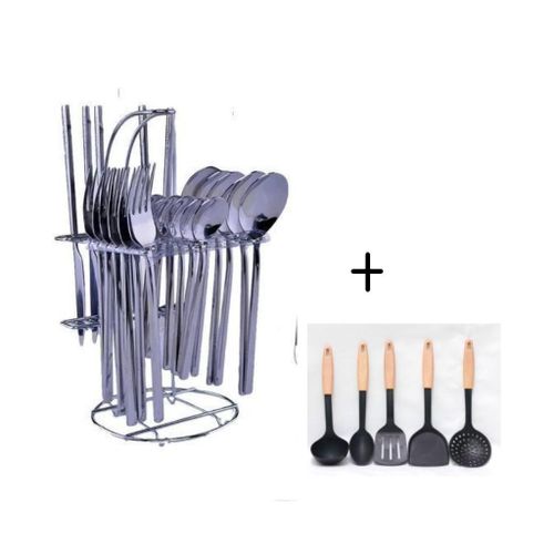 Generic Cutlery Dinning Set 24 pcs + Non Stick Cooking spoon set