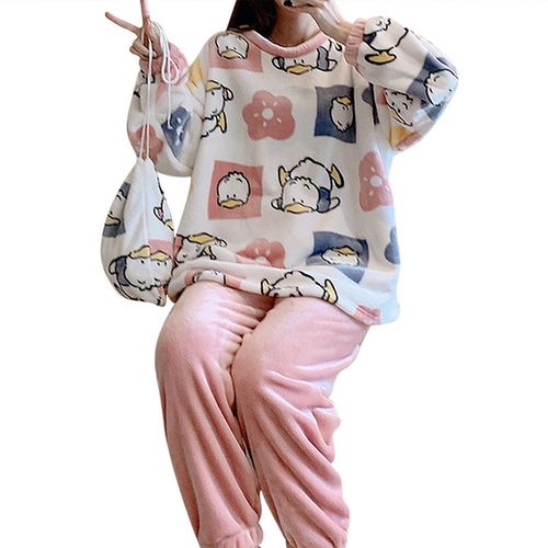 Winter Pajama Set Women Pant Suits 2 Two Piece Set Women Fleece