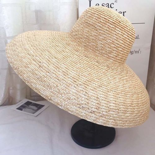 Fashion Elegant Women Straw Hat Bell Type 15cm Big Wide Brim Sun