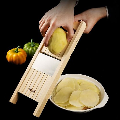 Mandoline Food Slicer for Kitchen,Adjustable Vegetable Slicer for  Potato,Tomato and Onion, Commercial Potato Slicer,Wooden Cabbage Shredder  Potato