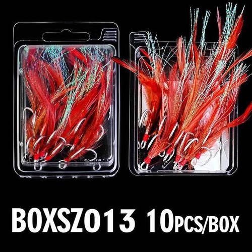 Generic 10pcs/box Fishing Treble Hooks Feather Dressed Flash Hook