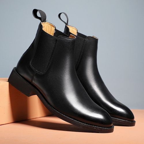 Fashion Men British Casual Chelsea Boots Leather Business Dress