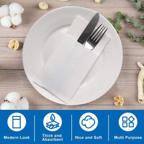 Generic Disposable Cloth Like Napkins, 50 Count Built-in Flatware Pocket - image 5