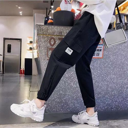 Women's Casual Solid Color Loose High Waist Cargo Pants