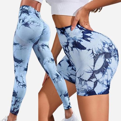 Generic Sexy High Waist Pants Women's Seamless Tie Dye Fitness Peach Hip Lift  Tight Walking Sports Casual Shorts