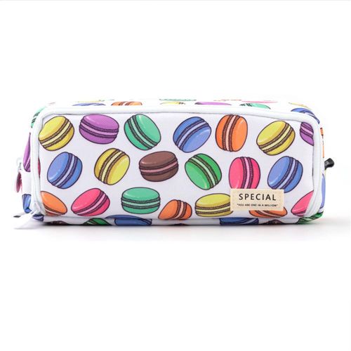 Angoo Pencil Case Big Capacity 3 Compartments Canvas Pencil Pouch For Girls  School Students ,a