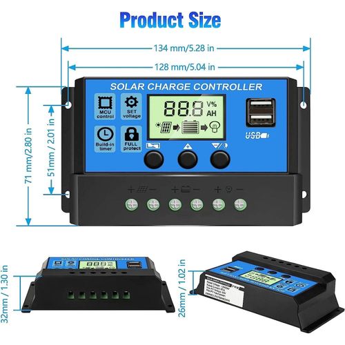 Generic 30A Solar Panel Battery Charge Controller 12V/24V LCD Auto Dual USB Solar Regulator - image 5