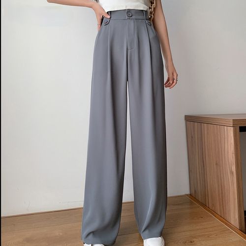 Fashion （gray）Mozuleva Spring Autumn Loose Wide Leg Trousers