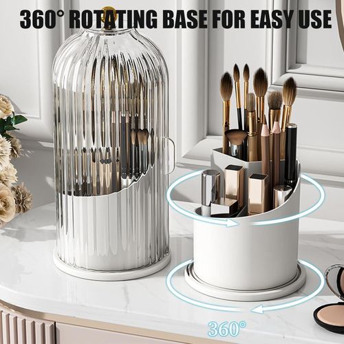 Generic Premium quality white sliding toothbrush holder,360° rotating storage solution, dustproof bathroom vanity organizer. - image 6