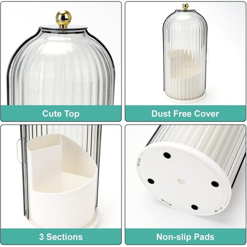 Generic Premium quality white sliding toothbrush holder,360° rotating storage solution, dustproof bathroom vanity organizer. - image 8