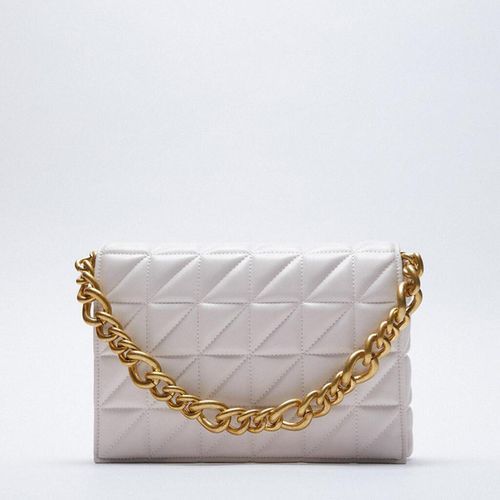 ZARA, WOMEN FASHION BAG, BLACK, AND GOLD CHAIN.