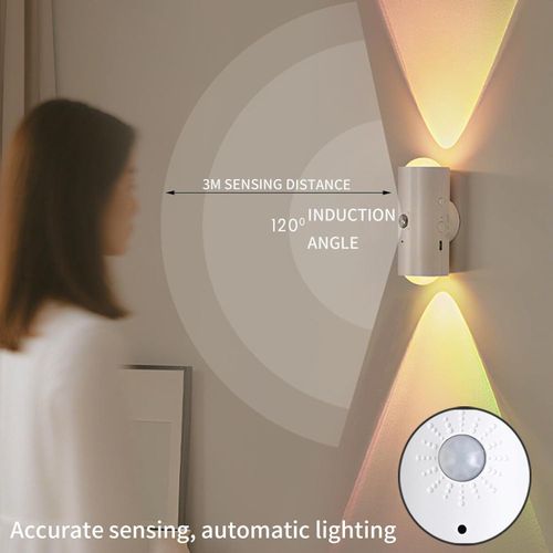 Generic RGB Color Changing Wall Lamp, Magnetic Night Light with Motion Sensor, Remote Control, White, Round LED Wall Lamp - image 3