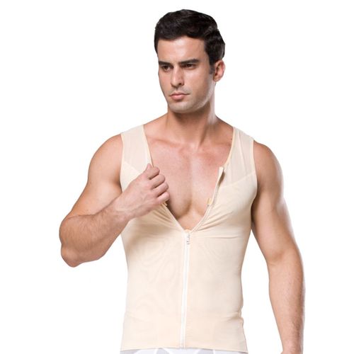 Fashion Men's Body Shaper Posture Corrector Zipper Skin Color Chest  Slimming Vest Tummy Shaper Vest Male Chest Compression Shirt