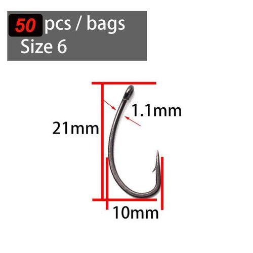 Generic 50pcs Carp Fishing Hooks Ptfe Coating High Carbon Stainless Steel  Barbed Carp Hooks For Carp Rig Matt Black Curve Shank Hook