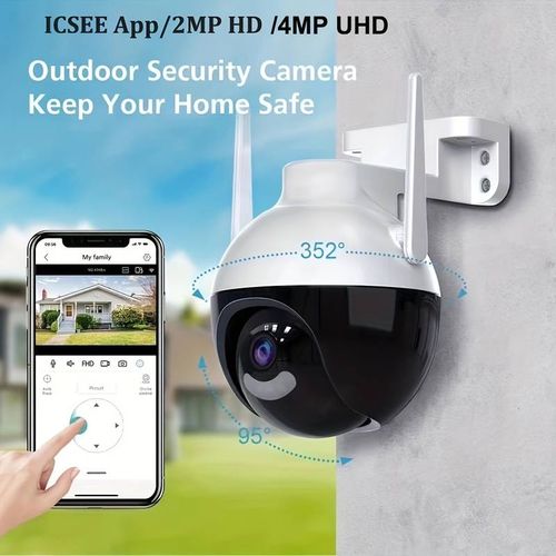 4K Outdoor WIFI Surveillance Camera, 4MP HD Night Vision AI Human Detection