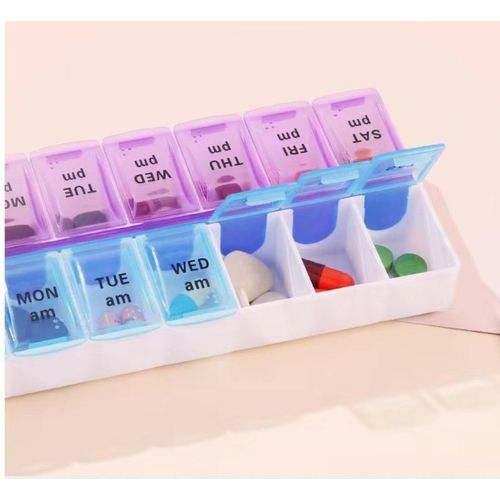 product_image_name-Generic-1pc 14 Grids 7 Days Weekly Pill Case Medicine Tablet Dispenser Organizer Pill Box Splitters Pill Storage Container-1