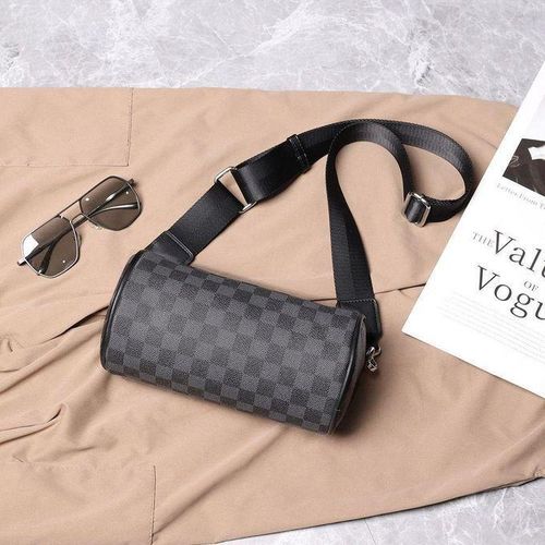 product_image_name-Fashion-Men Round Checkers Single Shoulder Crossbody Sling Crossbag, Large Capacity PU Leather Cross Bag, Men Bag Shoulder Bag, Mens Messenger Bag - Original Leather Men Cross Bag - Multipurpose Shoulder CrossBag-4