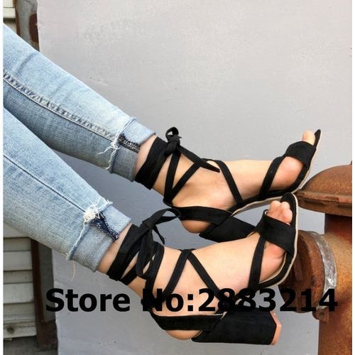 Women's Lace Up Ankle High Heeled Sandals, Open Toe Stiletto