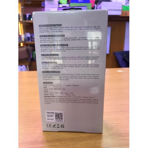 product_image_name-Tecno-Omni-TANK 30000mAh TPB-P301 – LED Display, 15W Fast Charging-2