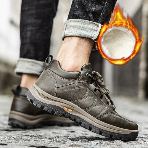 Fashion Winter Warm Men Boots PU Leather Plus Velvet Outdoor Snow Boots Handmade Waterproof Working Non slip Ankle Boots Botas Mujer Green Velvet Jumia Nigeria