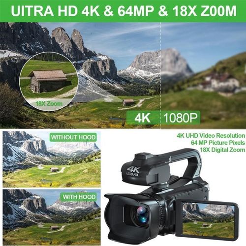 Generic 64MP 18X Zoom 4-Inch Touch Screen Handheld Digital Video Camera(16G) - Black - image 5