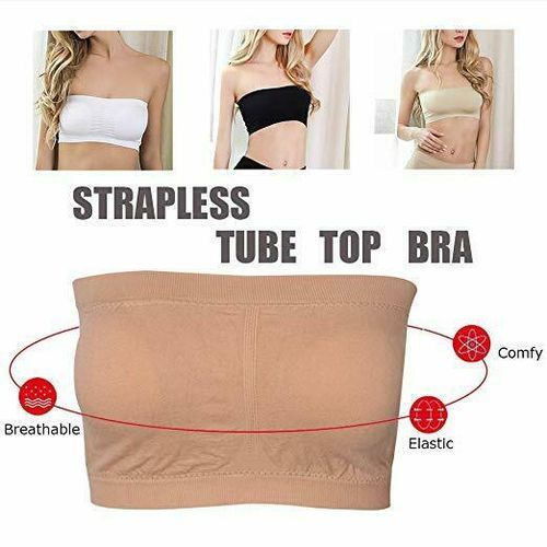 1 Pc Womens Plus Size Tube Top Bra Strapless Bandeau One Size Fits Most  Stretch