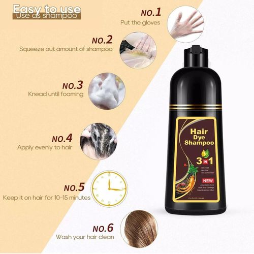 product_image_name-Generic-3 In 1 Natural Black Hair Shampoo & Conditioner Set Dye  500ml 3 In 1 Hair Color Shampoo Black Hair Dye Covering White Hair Shampoo Black Plant Hair Dye Fast Hair Dye Cream Styling - BROWN-3