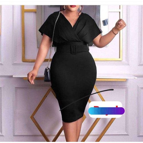Fashion Gorgeous Ladies Fitted Black Gown(comes Without Belt