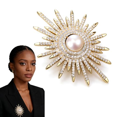 Fashion Brooch Pin For Women Crystal Brooch Pearl Silver