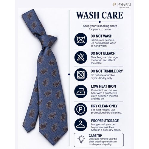 PABANI Pabani Premium Sky Blue Floral Pattern Mens Silk Tie For Weddings - image 5